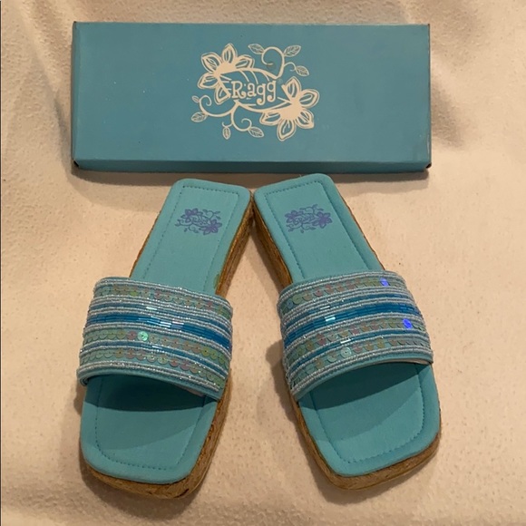 Ragg Ginger Turquoise Espadrille sandals slides - Picture 2 of 3